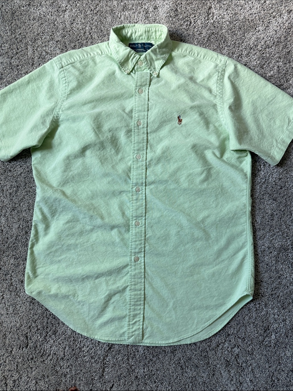 Polo by Ralph Lauren Short-Sleeve OXFORD Button-Down Shirt - Mint Green M
